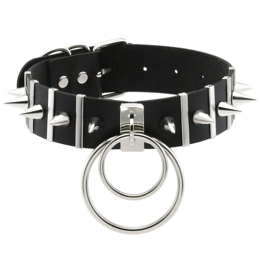 Bullet 69 - Double Ring Pendant Halsband - Schwarz/Schwarz